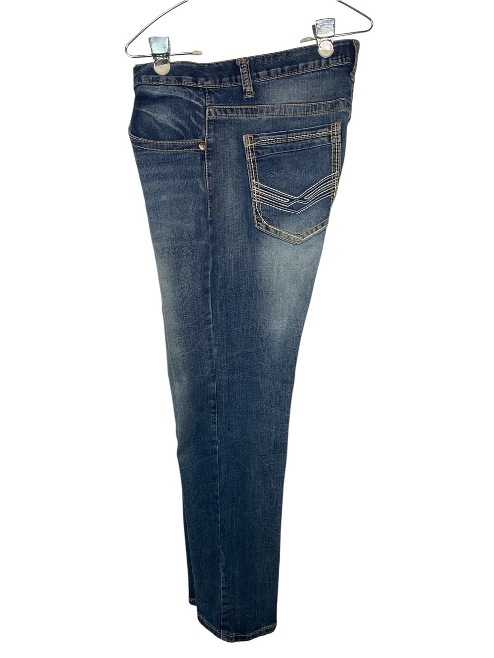 True Luck Men's Dark Blue Slim Straight Jeans 34x32